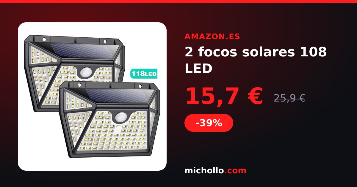 2 focos solares 108 LED
