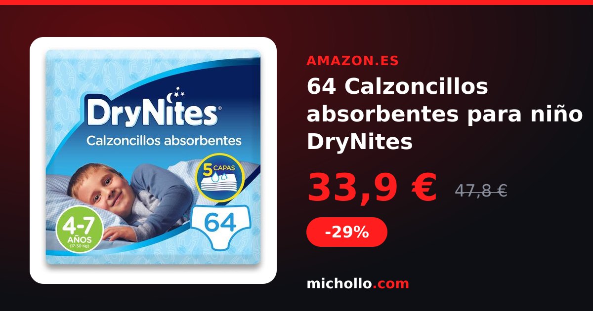 64 Calzoncillos absorbentes para niño DryNites
