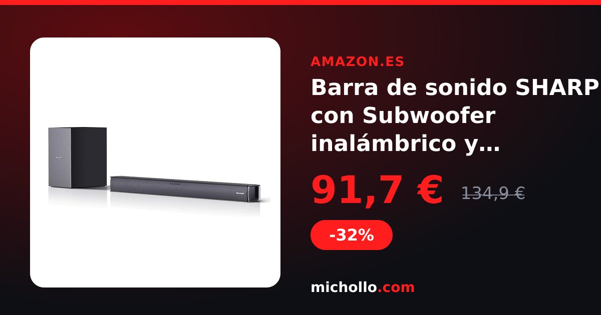 Barra de sonido SHARP con Subwoofer inalámbrico y Bluetooth