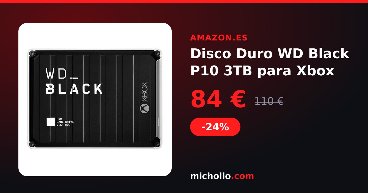 Disco Duro WD Black P10 3TB para Xbox