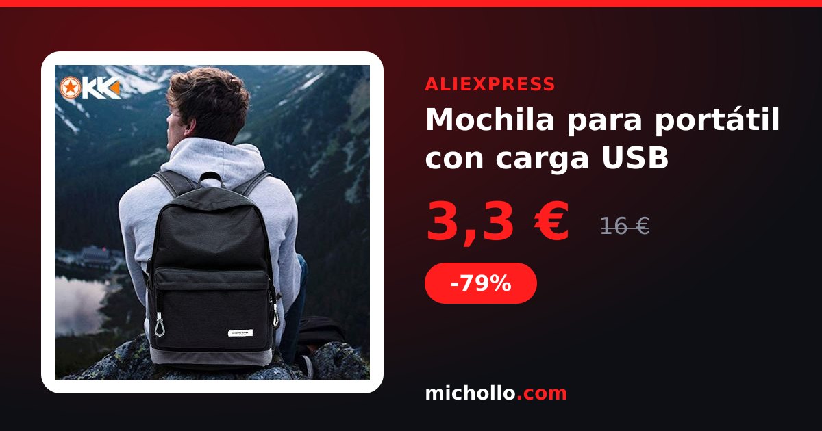 Mochila para portátil con carga USB